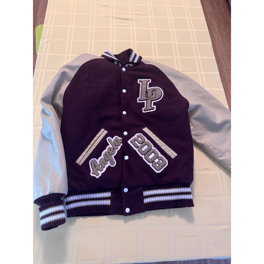 Vintage Coleman Knitting Mills Varsity Jacket 2003 Purple Leather Wool XS